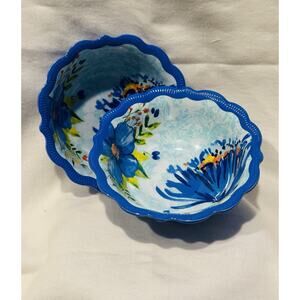 Pioneer Woman 5.25 Dip/Prep Delaney Blue Melamine Bowls NEW set of 2 cereal chic